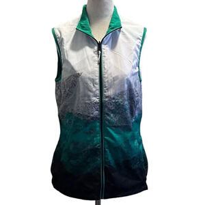 Antigua Size Medium Zippered Front Lined Golf Vest Sporty Active Reversible Logo